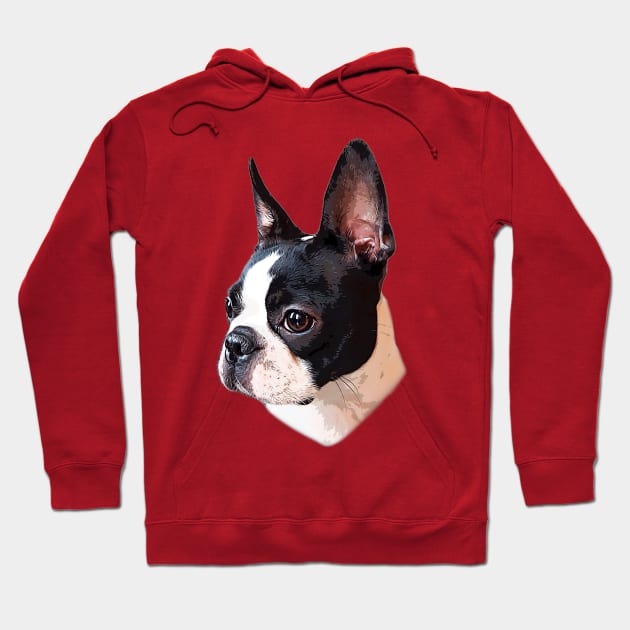 Boston Terrier Face Puppy Dog Hoodie by Elarex